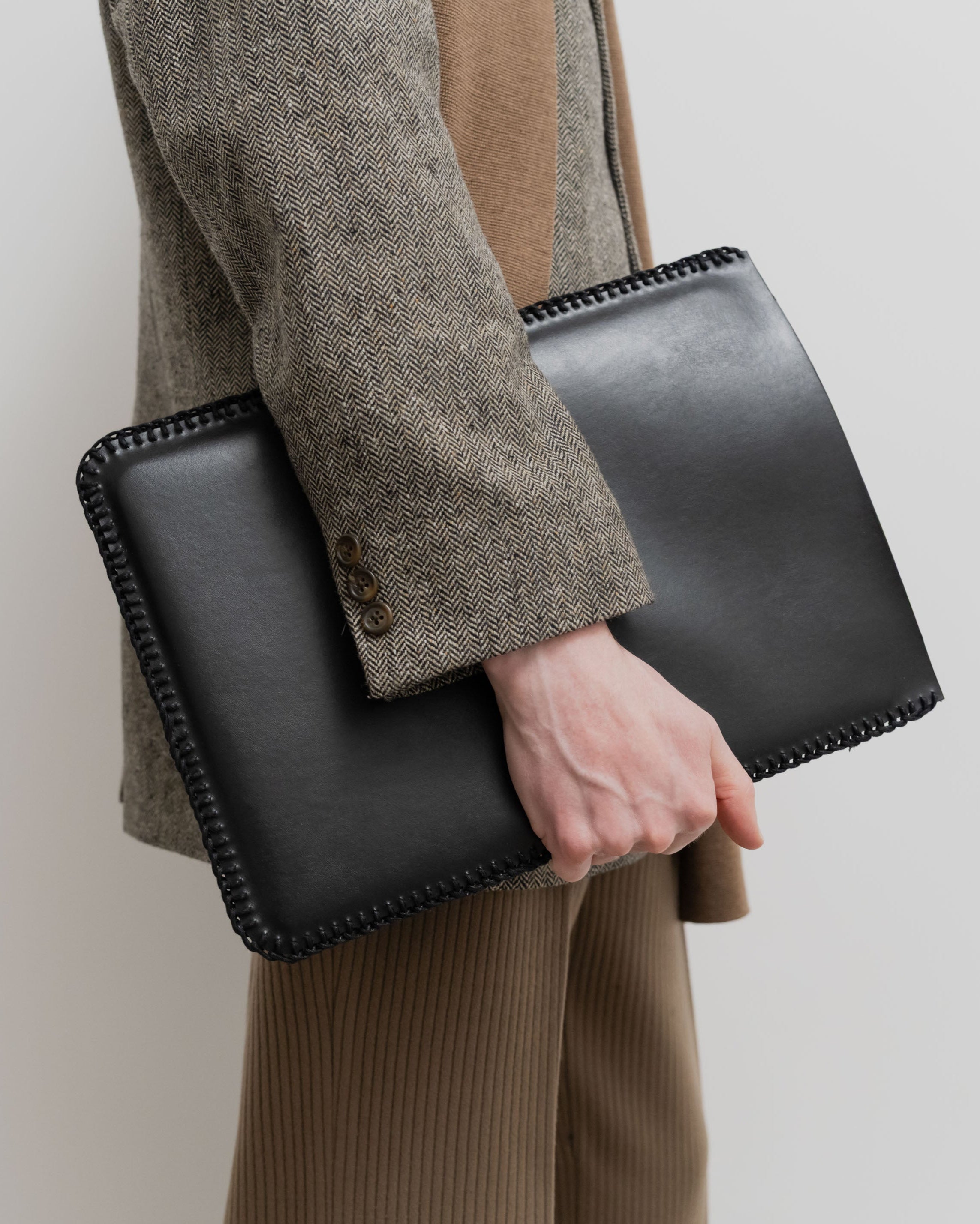 Black Vegan Leather Laptop Case