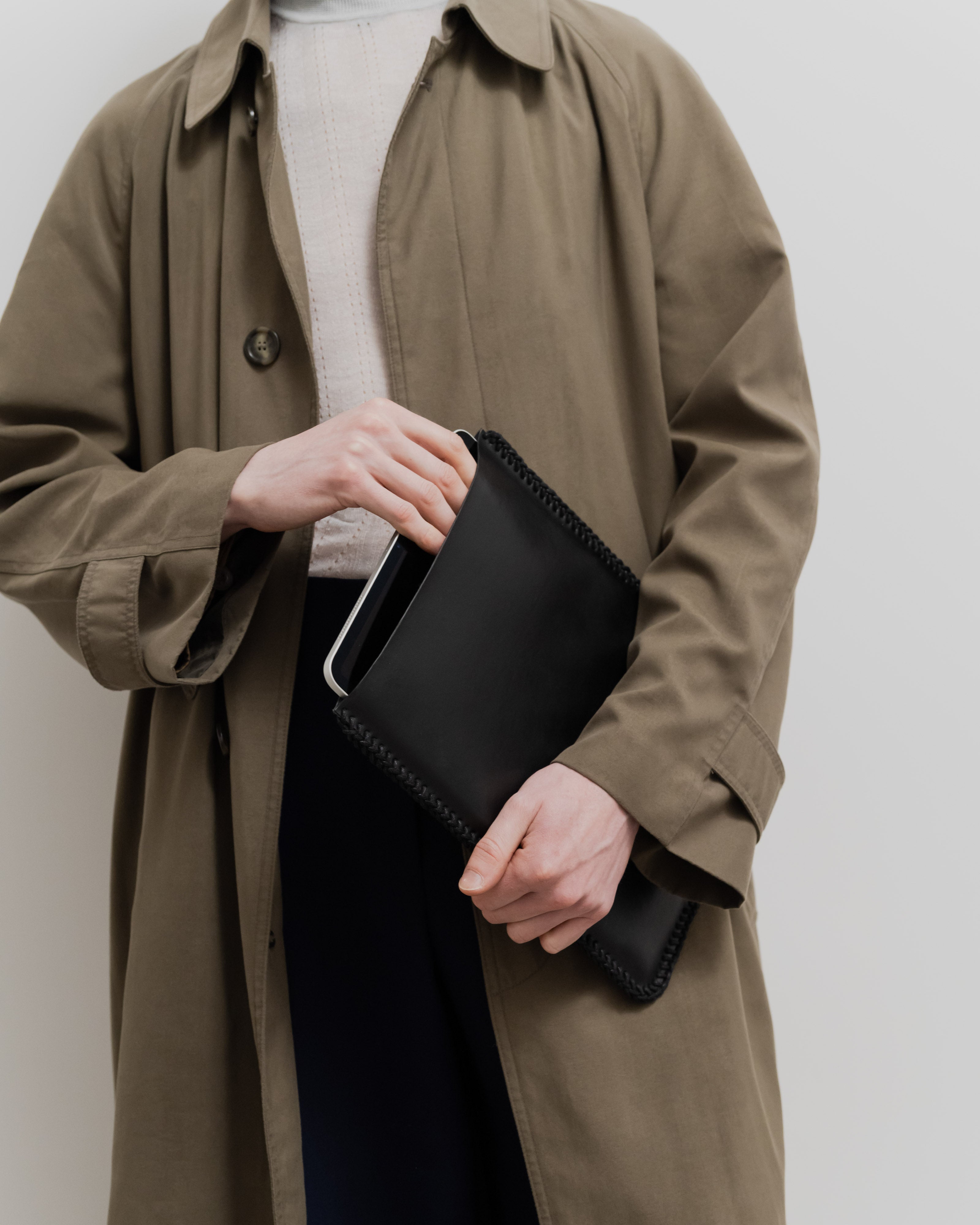 Black Vegan Leather Ipad Sleeve