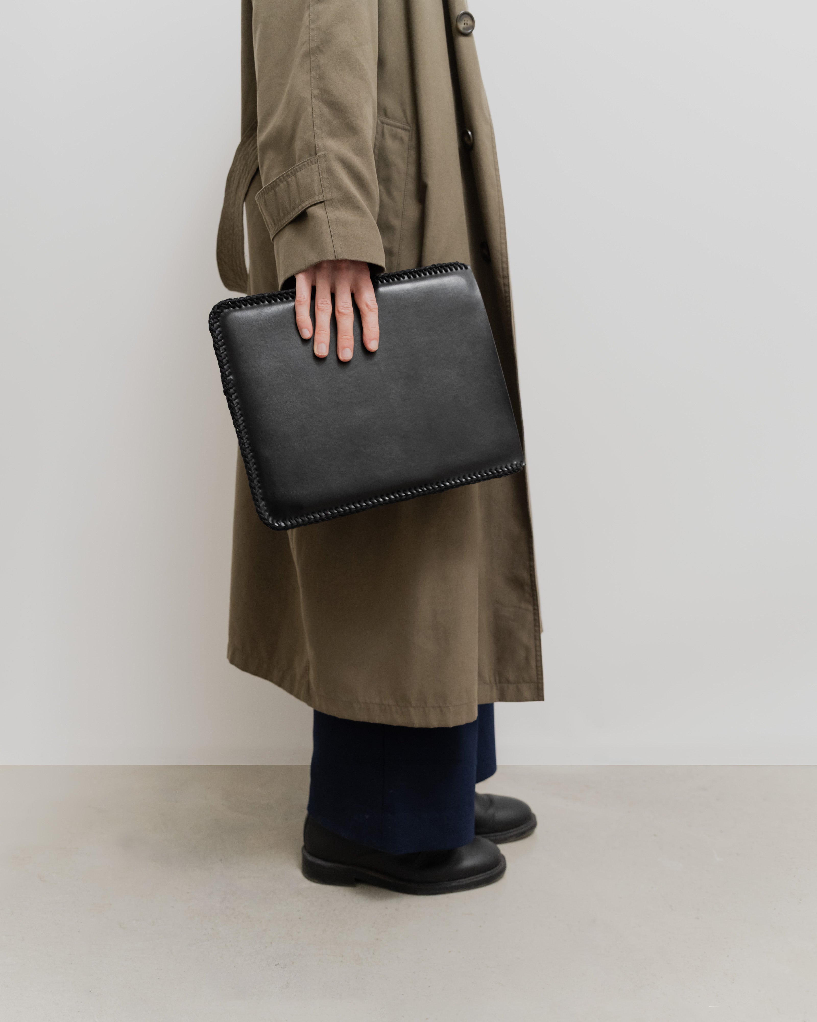 Black Vegan Leather Ipad Sleeve