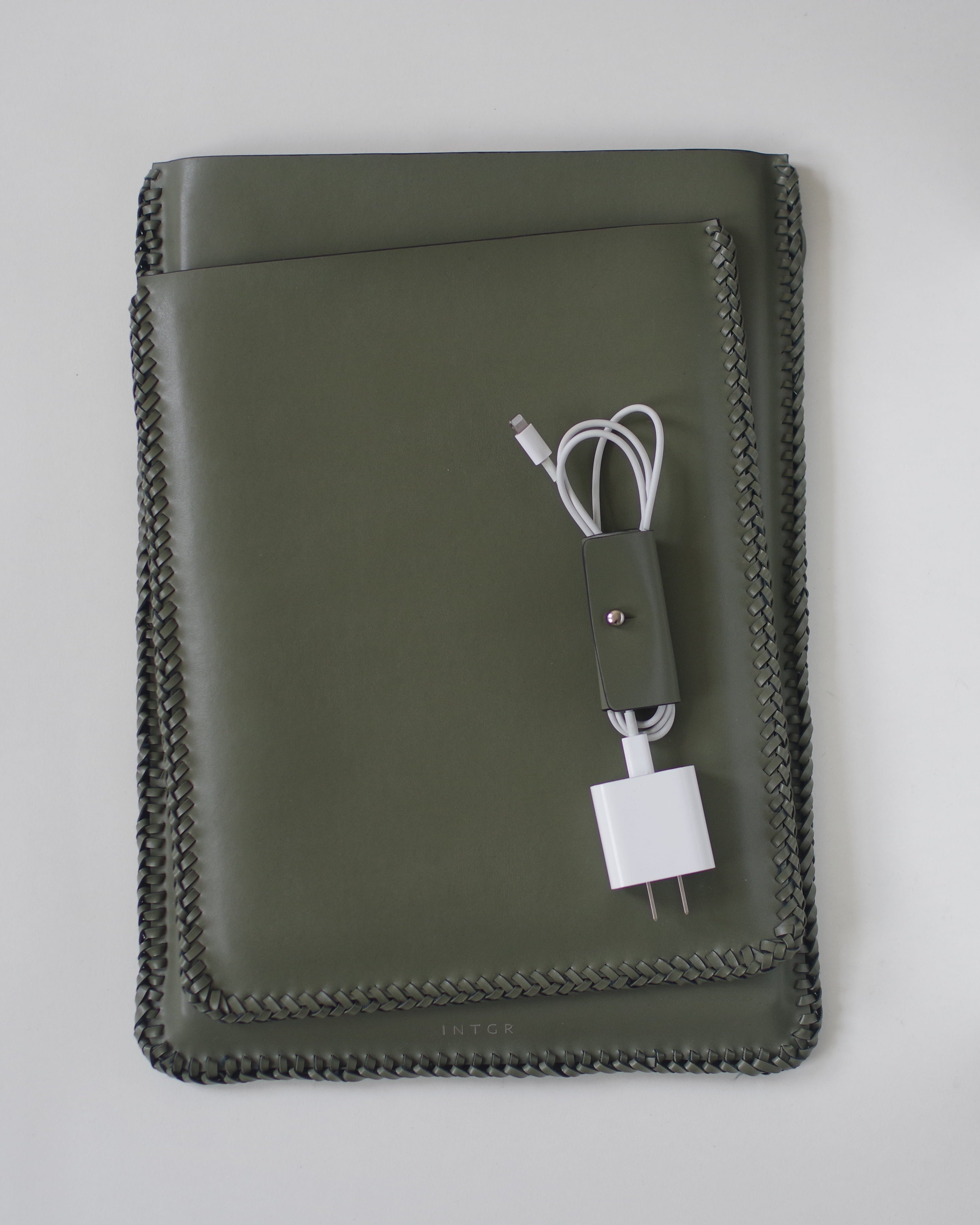 Olive Vegan Leather Ipad Sleeve