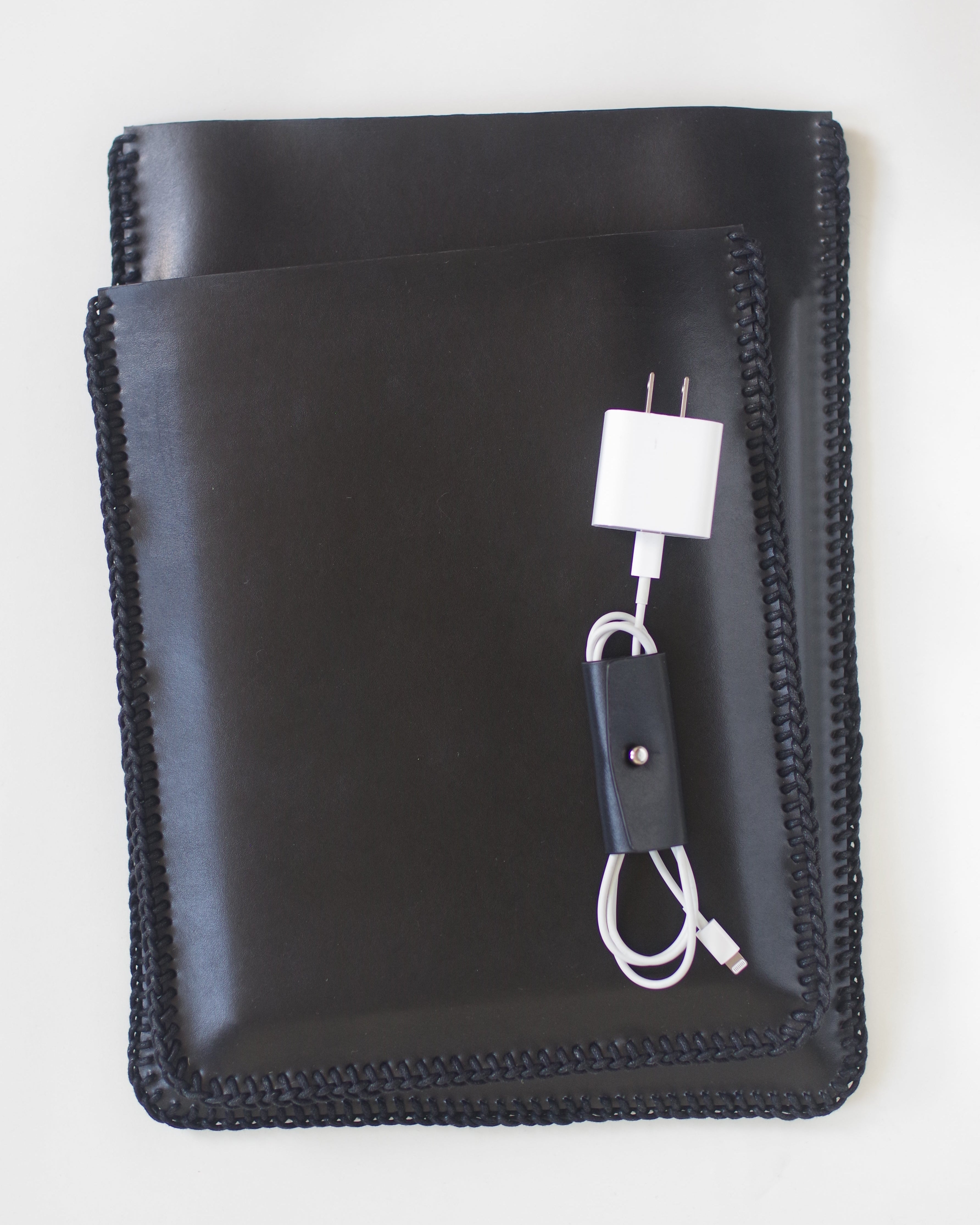 Black Vegan Leather Ipad Sleeve