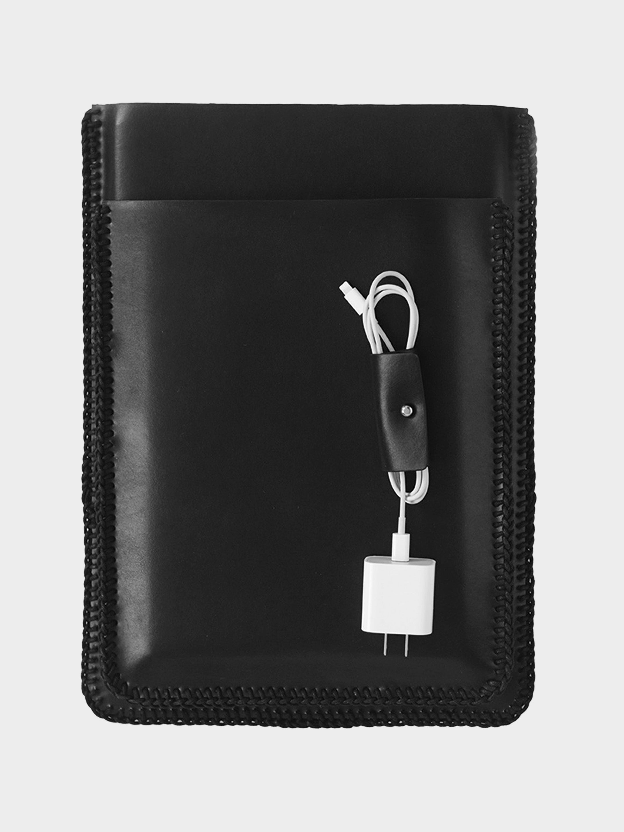 Black Vegan Leather Laptop Case