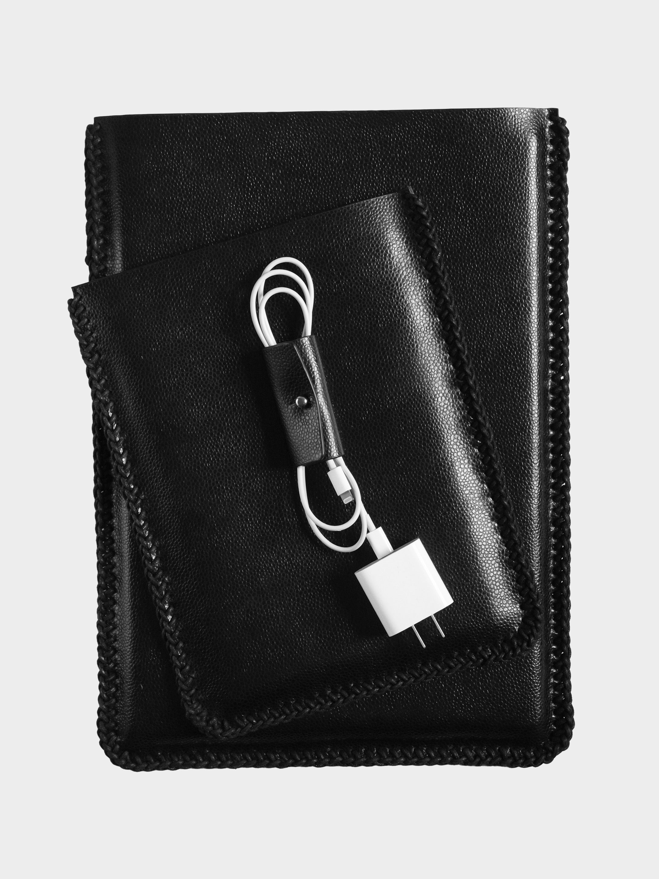 Black T Vegan Leather Ipad Sleeve