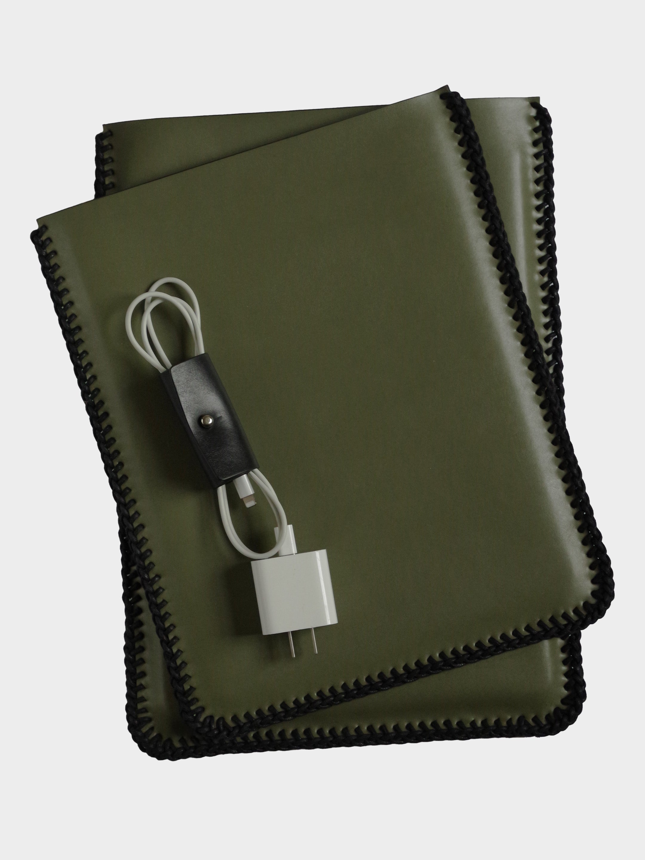 Olive Vegan Leather Laptop Sleeve