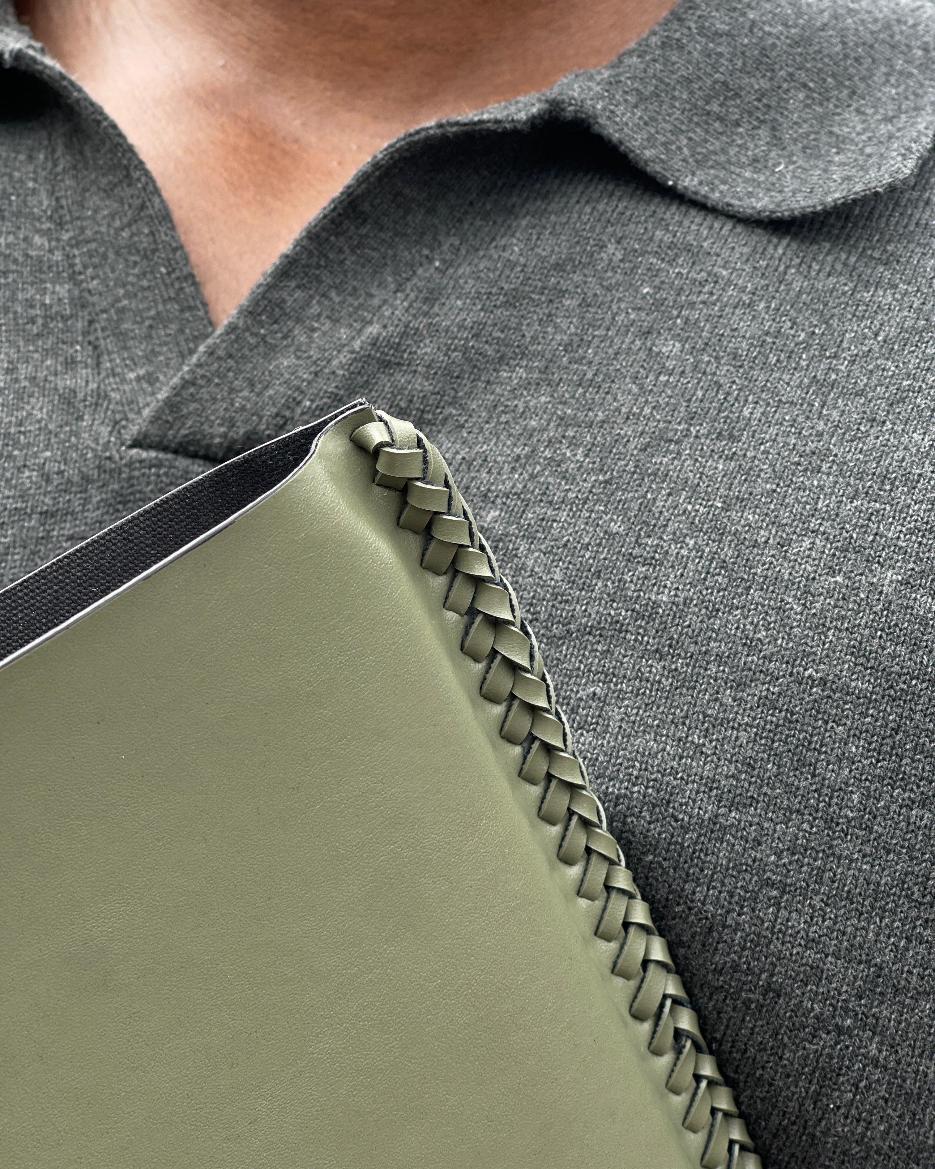 Olive Vegan Leather Laptop Sleeve